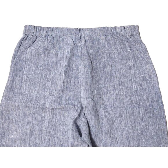 Vtg Chicos Design Linen Pants Blue Gray Wide Leg Pockets High Rise Cropped Large - Picture 5 of 6